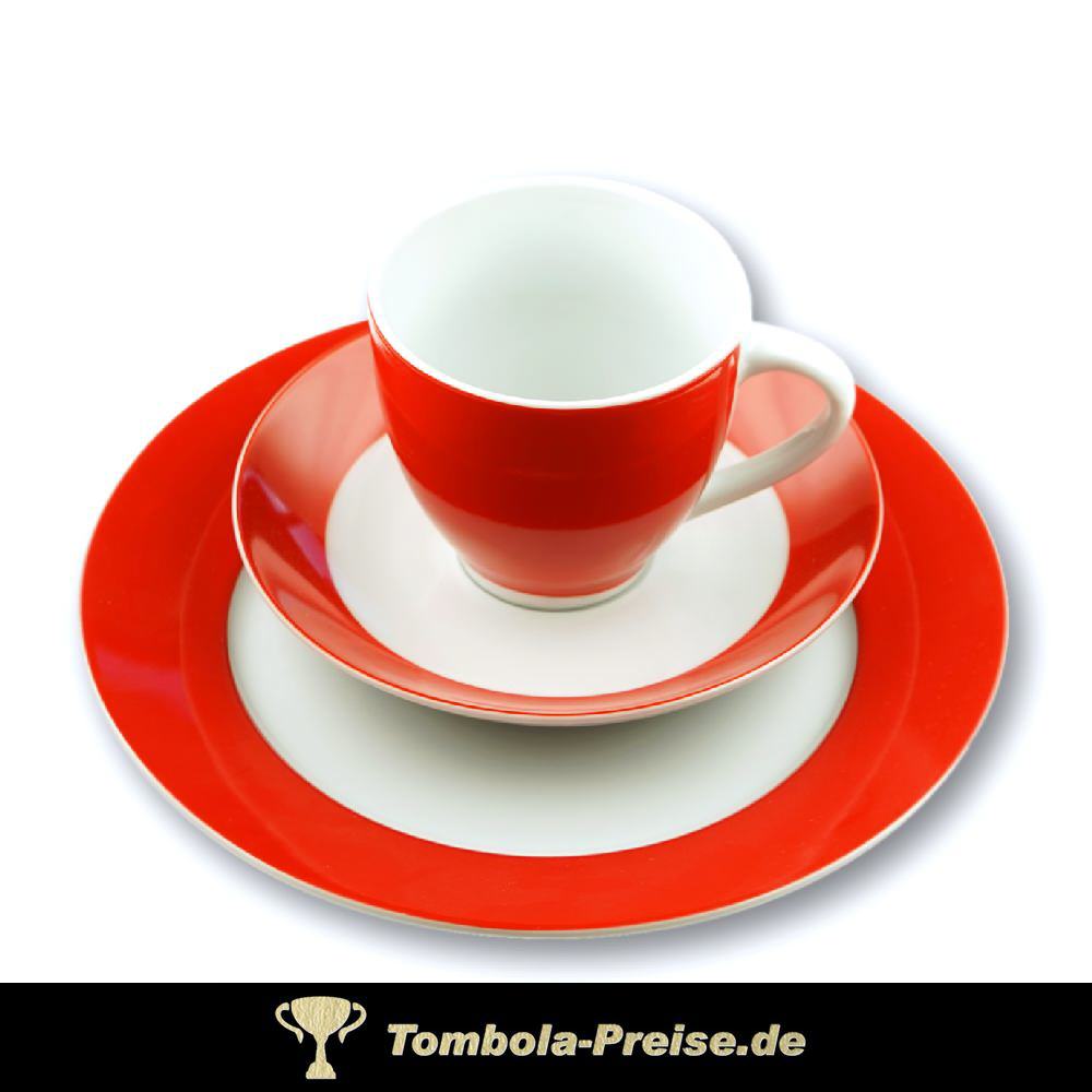 Kaffee-Service rot-wei&szlig; 3-teilig