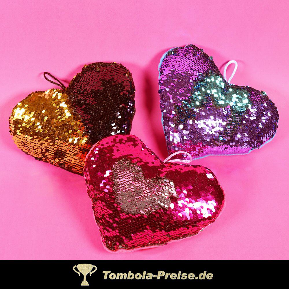 Pl&uuml;sch-Herzen mit Wendepailetten