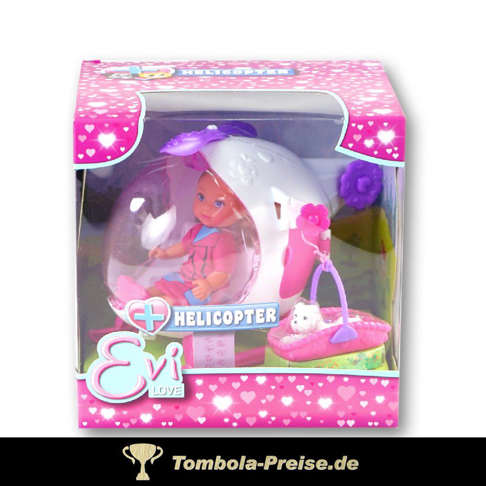 Evi Puppe im Hubschrauber
