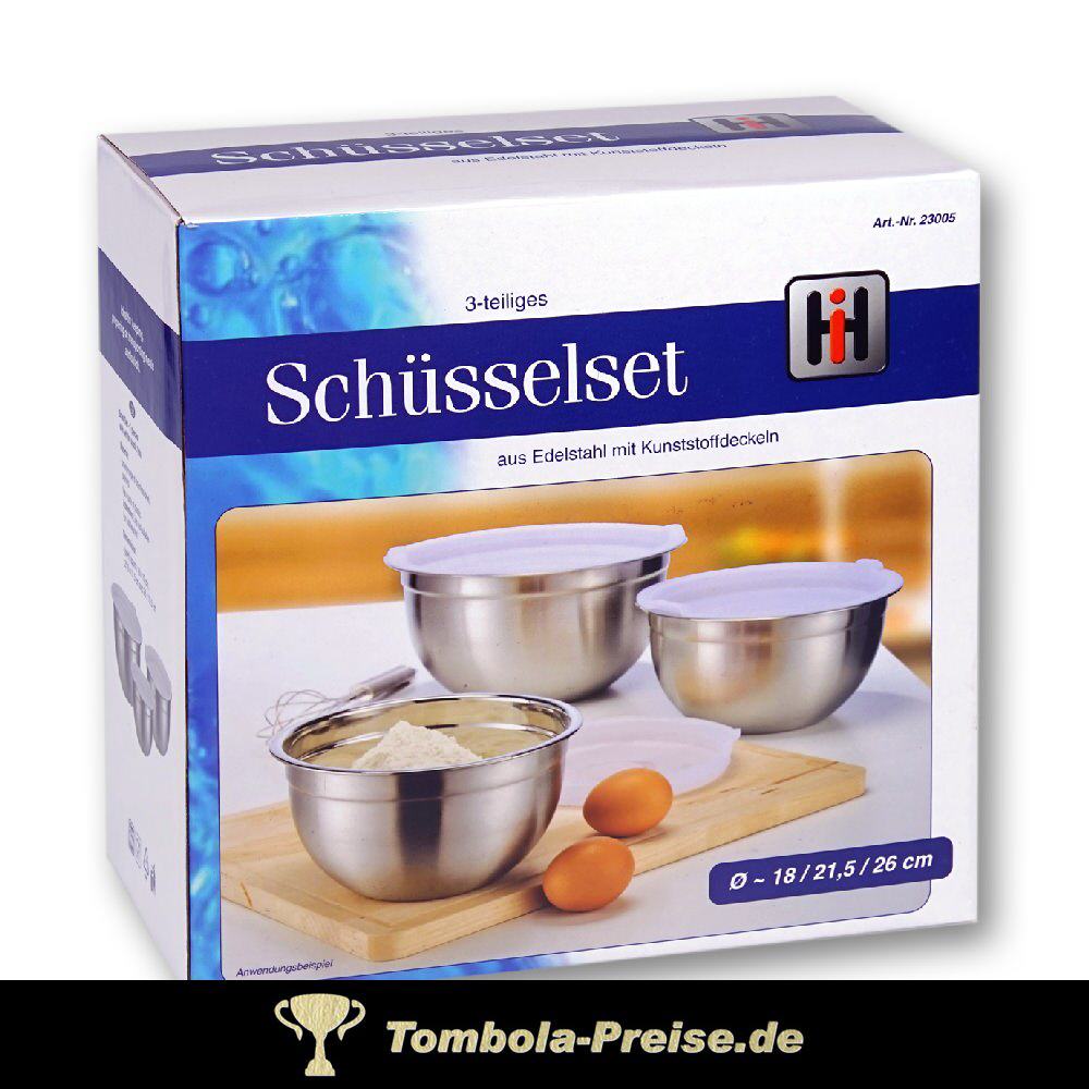 3er-Set Edelstahl-Sch&uuml;sseln mit Deckel