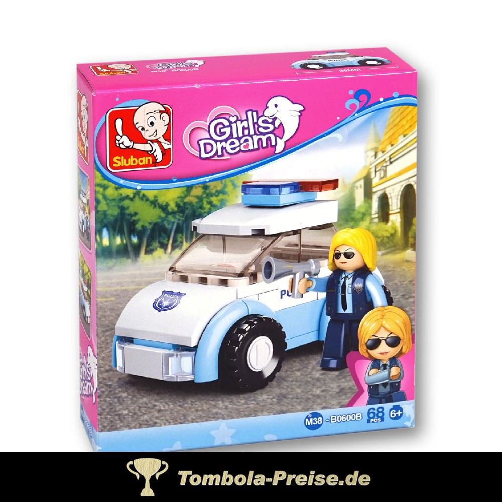 Steckbausteinkasten M&auml;dchen Polizeiauto