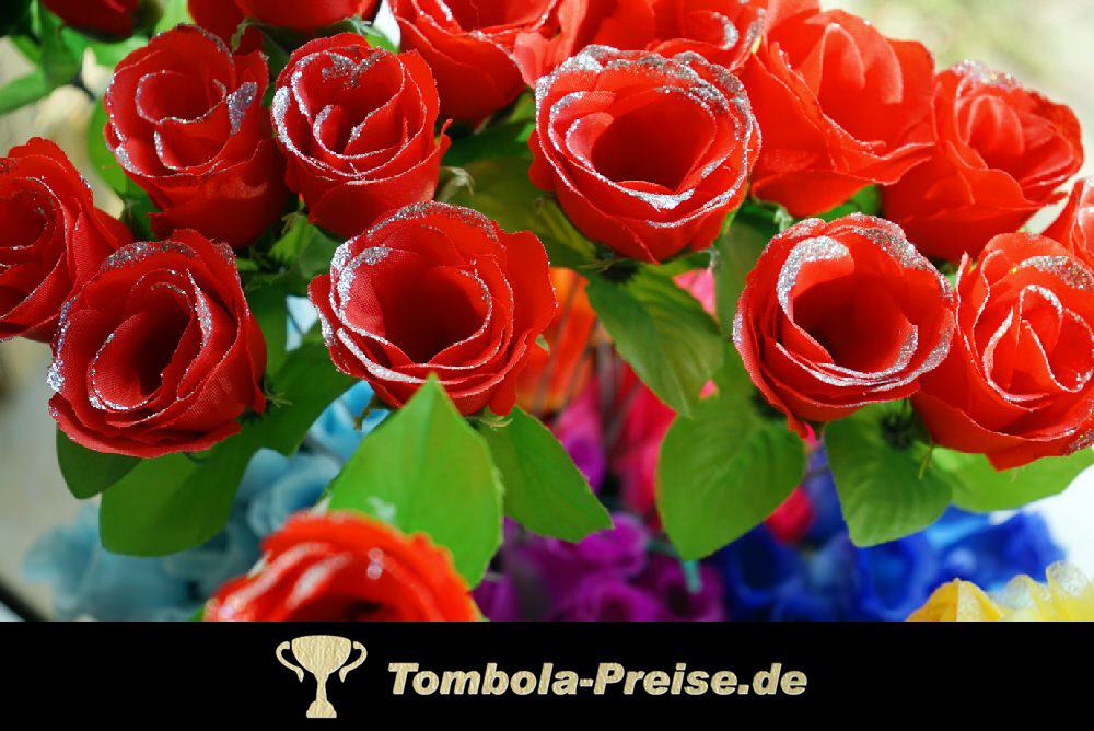 TreuePr&auml;sent Seidenrose 45 cm Glitzer