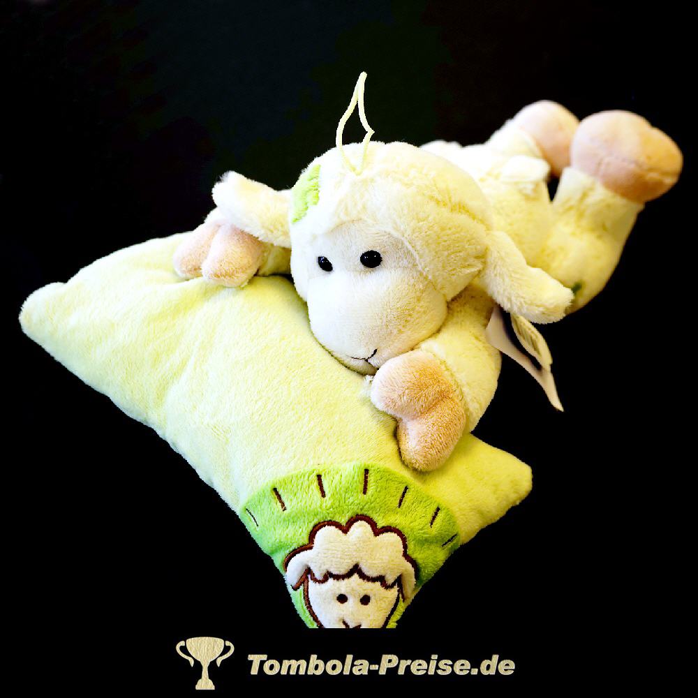 TreuePr&auml;sent Pl&uuml;sch-Schaf liegend auf Kissen
