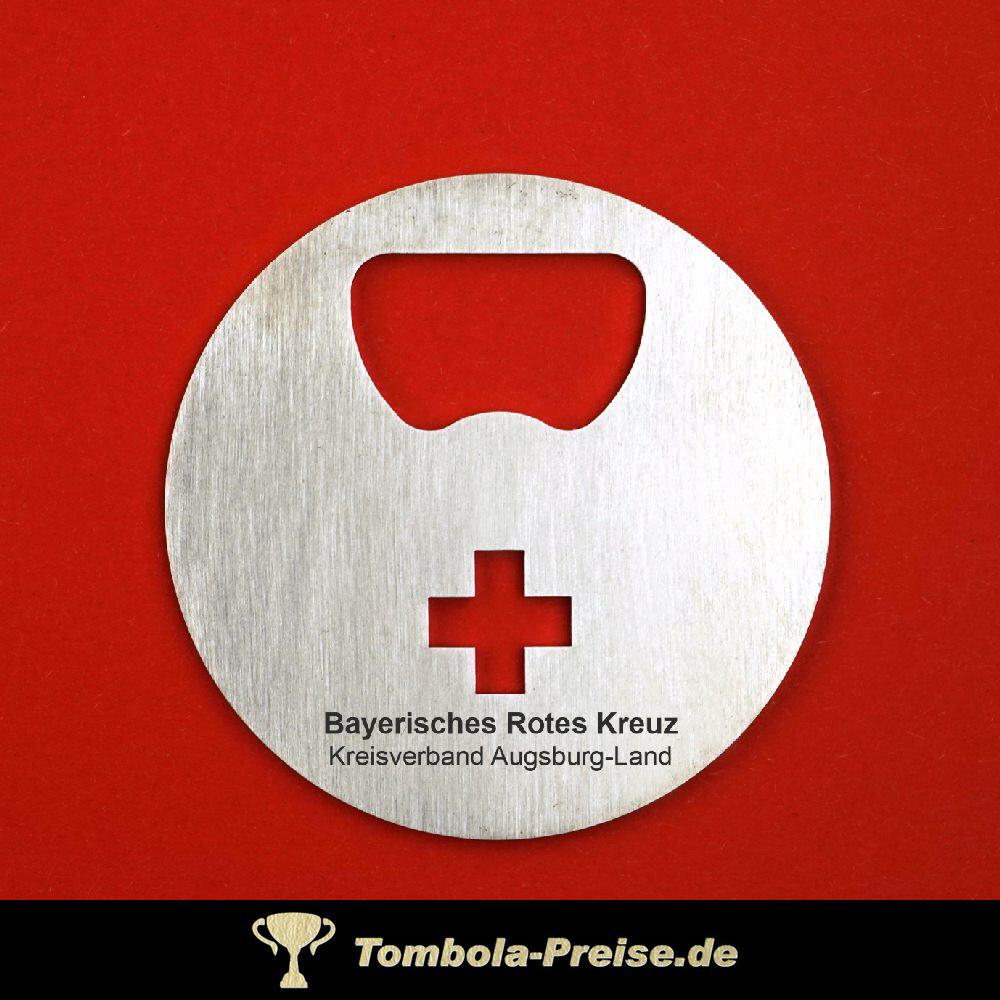 Flaschen&ouml;ffner rund mit Ausstanzung Kreuz