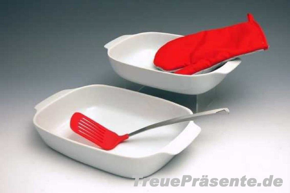 Auflaufform mit Ofenhandschuh